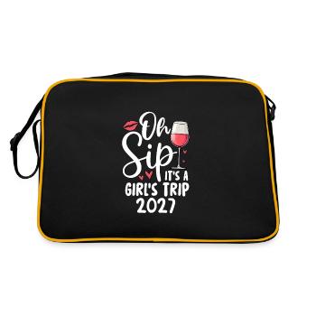 Oh Sip It's A Girls Trip 2027 - Retro Tasche - Schwarz/Gold - Hinten