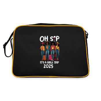 Oh Sip It's A Girls Trip 2025 - Retro Tasche - Schwarz/Gold - Hinten