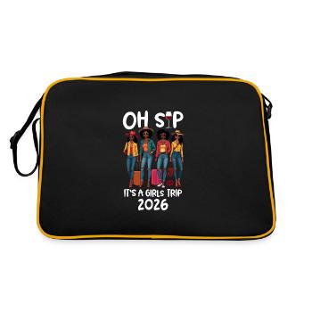 Oh Sip It's A Girls Trip 2026 - Retro Tasche - Schwarz/Gold - Hinten