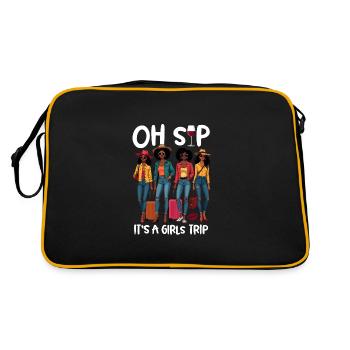 Oh Sip It's A Girls Trip - Retro Tasche - Schwarz/Gold - Hinten