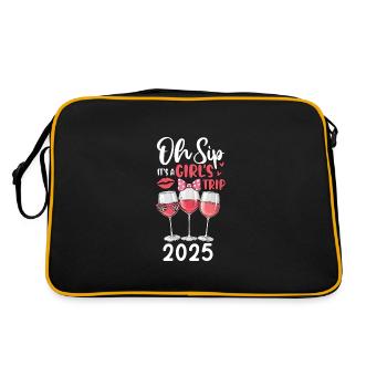Oh Sip It's A Girls Trip 2025 - Retro Tasche - Schwarz/Gold - Hinten