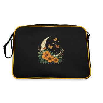 Croissant de lune avec des fleurs et des papillons - Sac Retro - noir/or - Dos