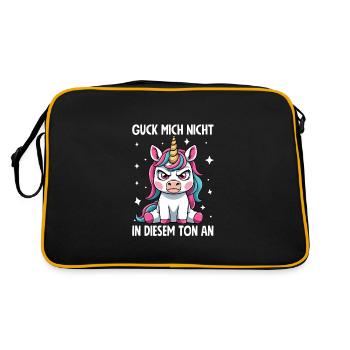 Guck Mich Nicht In Diesem Ton An Einhorn - Retro Tasche - Schwarz/Gold - Hinten