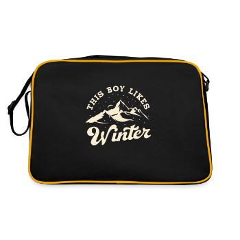 Junge mag Winterzeit Gemütliche Wintersaison - Retro Tasche - Schwarz/Gold - Hinten