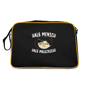 Maultaschen | Schwaben Schwabe Ländle Geschenkidee - Retro Tasche - Schwarz/Gold - Hinten