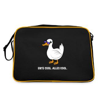 Ente cool Spruch - Retro Tasche - Schwarz/Gold - Hinten