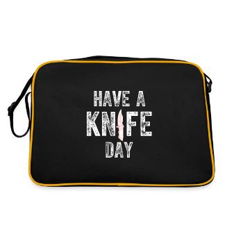 Have A Knife Day - Funny Knife Collector - Retro Bag - black/gold - Back
