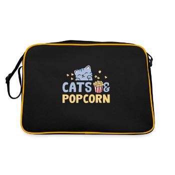 Cats and Popcorn Cute Kitty Popcorn und Filme - Retro Tasche - Schwarz/Gold - Hinten