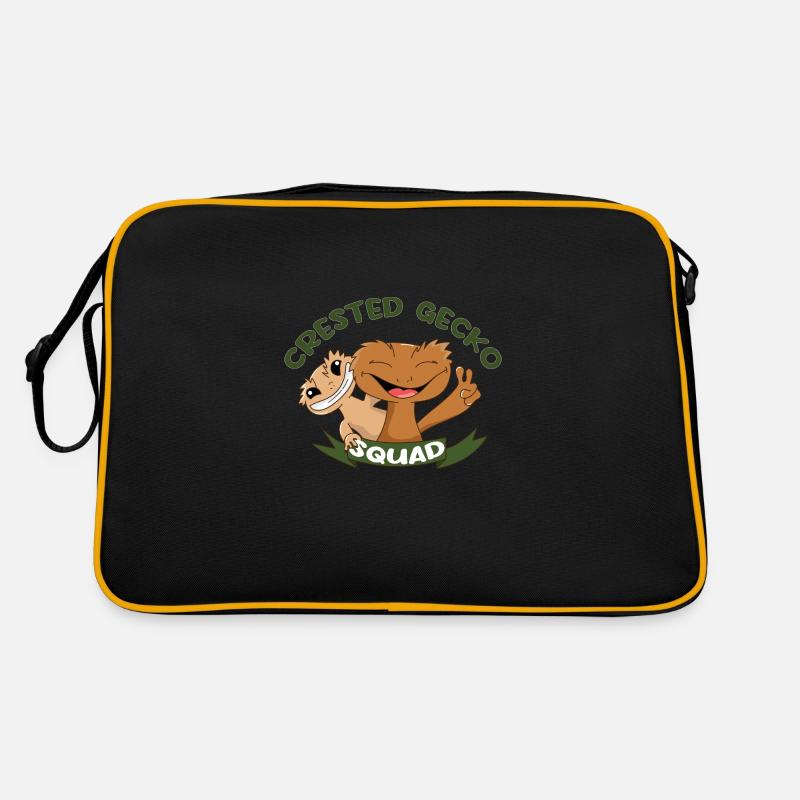 Crested Geckos Squad Team Reptilien Echsen Retro Tasche