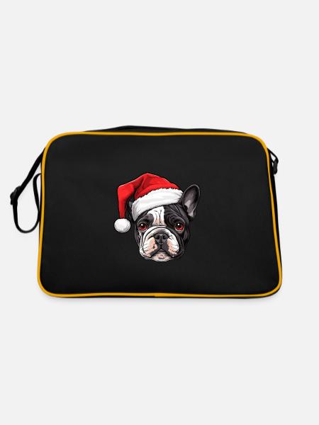 Bouledogue Français tête de chien Noël - Sac Retro - noir/or - Dos