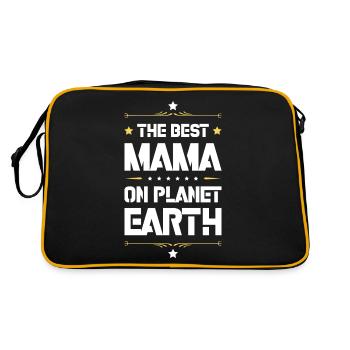 Beste Mama Spruch Mutter Mom - Retro Tasche - Schwarz/Gold - Hinten