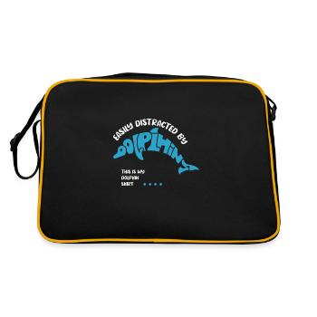 Sea Animal Ironic Zitat Cute Delfin Ocean - Retro Tasche - Schwarz/Gold - Hinten