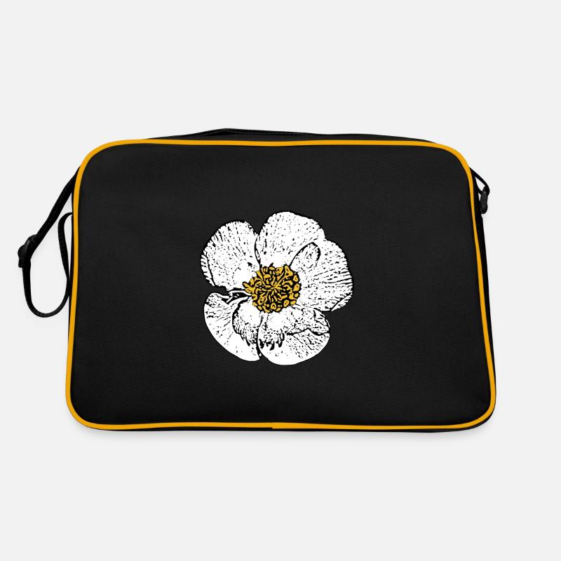 Blume weiß weiße Blumen Geschenk Muttertag Mutter - Retro Tasche - Schwarz/Gold