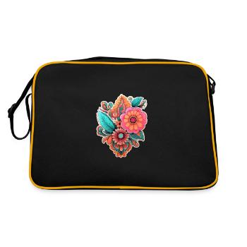 Wunderschönes Boho Blumen Herbarium Bouquet - Retro Tasche - Schwarz/Gold - Hinten