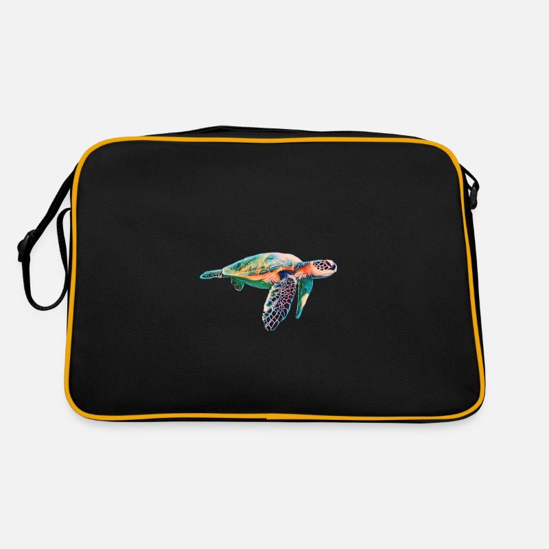 Tortue de mer - Sac Retro - noir/or