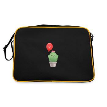 Kaktus mit Ballon - Retro Tasche - Schwarz/Gold - Hinten