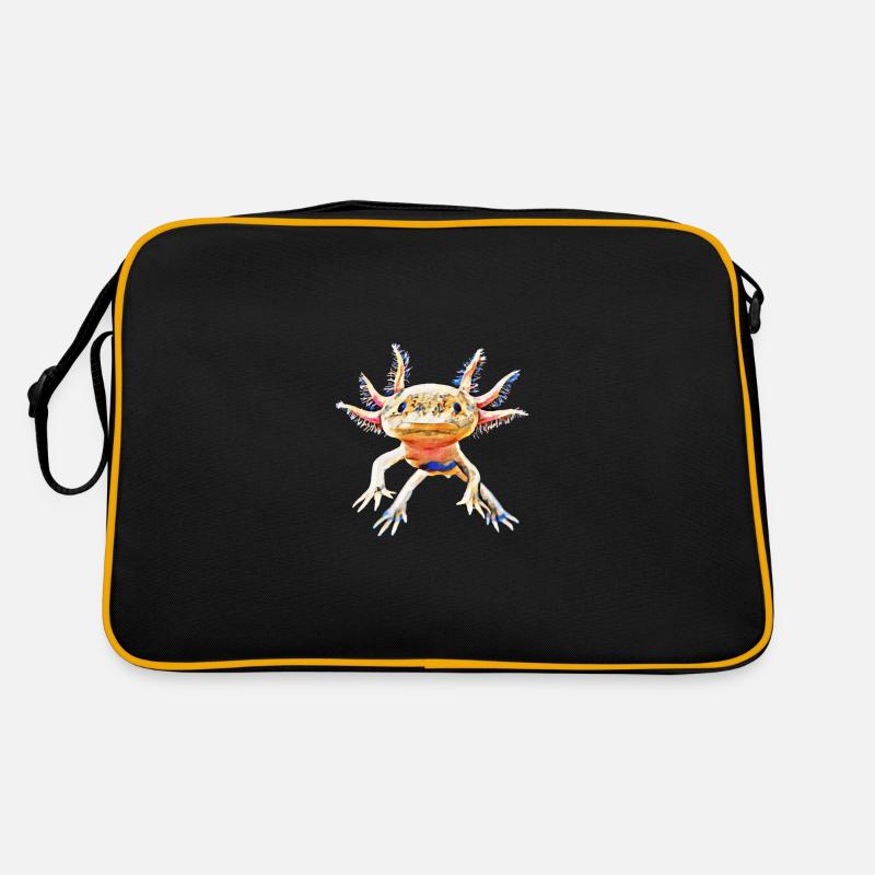 Axolotl - Retro Tasche - Schwarz/Gold