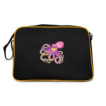 Octopus - Retro Tasche - Schwarz/Gold - Hinten