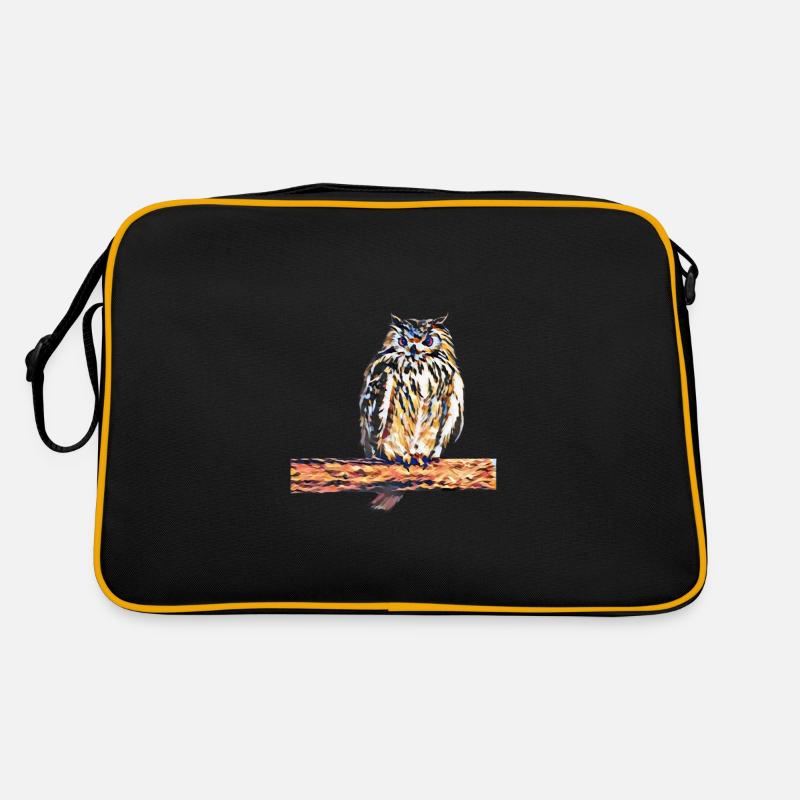 Eule - Retro Tasche - Schwarz/Gold
