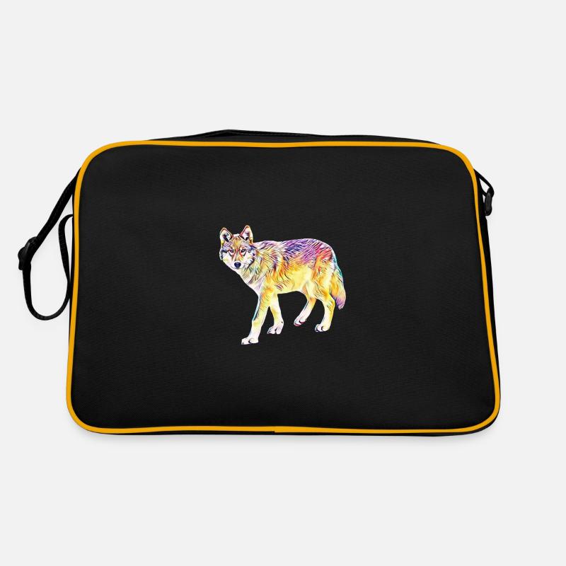 Wolf - Retro Tasche - Schwarz/Gold