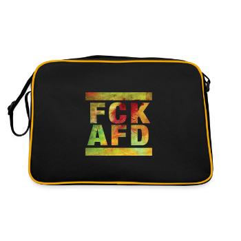 FCK AFD - Zeichen setzen gegen Rechts, Gegen Nazis - Retro Tasche - Schwarz/Gold - Hinten