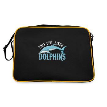 Fille aime les dauphins mignons animaux marins - Sac Retro - noir/or - Dos