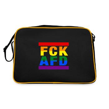 FCK AFD - Zeichen setzen gegen Rechts, Gegen Nazis - Retro Tasche - Schwarz/Gold - Hinten