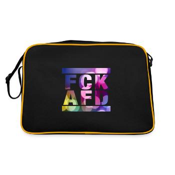 FCK AFD - Zeichen setzen gegen Rechts, Gegen Nazis - Retro Tasche - Schwarz/Gold - Hinten