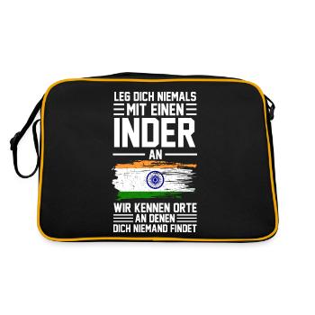 Indische Flagge Inder Indien - Retro Tasche - Schwarz/Gold - Hinten