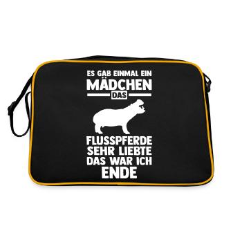 Nilpferd Flusspferd - Retro Tasche - Schwarz/Gold - Hinten