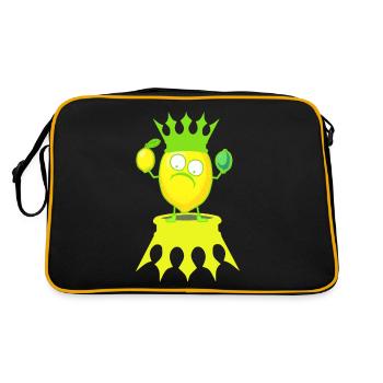 König Zitrone Zitronen Früchte Frucht Obst - Retro Tasche - Schwarz/Gold - Hinten