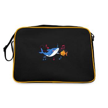Shark Dancing With Goldfish Cute Sea Animals - Retro Bag - black/gold - Back