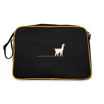 Cute Alpaca Waddling Paws Footprints - Retro Bag - black/gold - Back