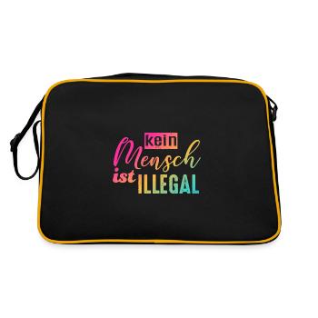 Kein Mensch ist illegal - FCK NZS - Retro Tasche - Schwarz/Gold - Hinten