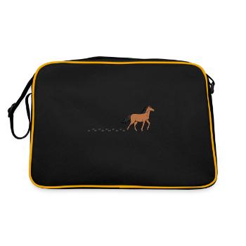 Pony Cute Horses Farm Animal Hooves Footprint - Retro Bag - black/gold - Back