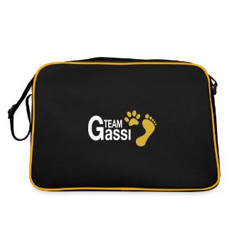 Team Gassi - Ich und mein Hund - Retro Tasche - Schwarz/Gold - Hinten
