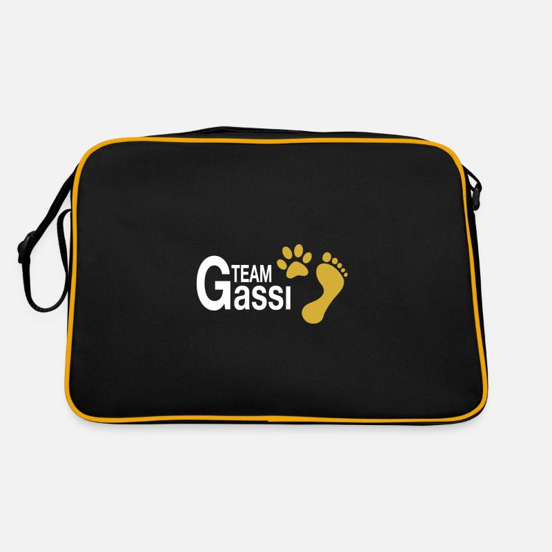 Team Gassi - Ich und mein Hund - Retro Tasche - Schwarz/Gold