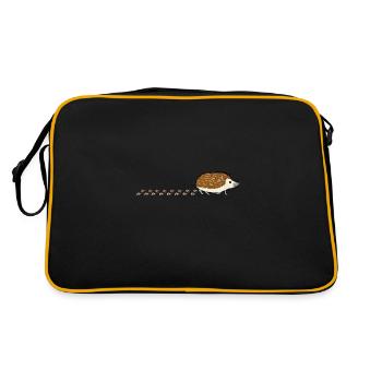 Cute Hedgehog Waddling Paws Footprint - Retro Bag - black/gold - Back