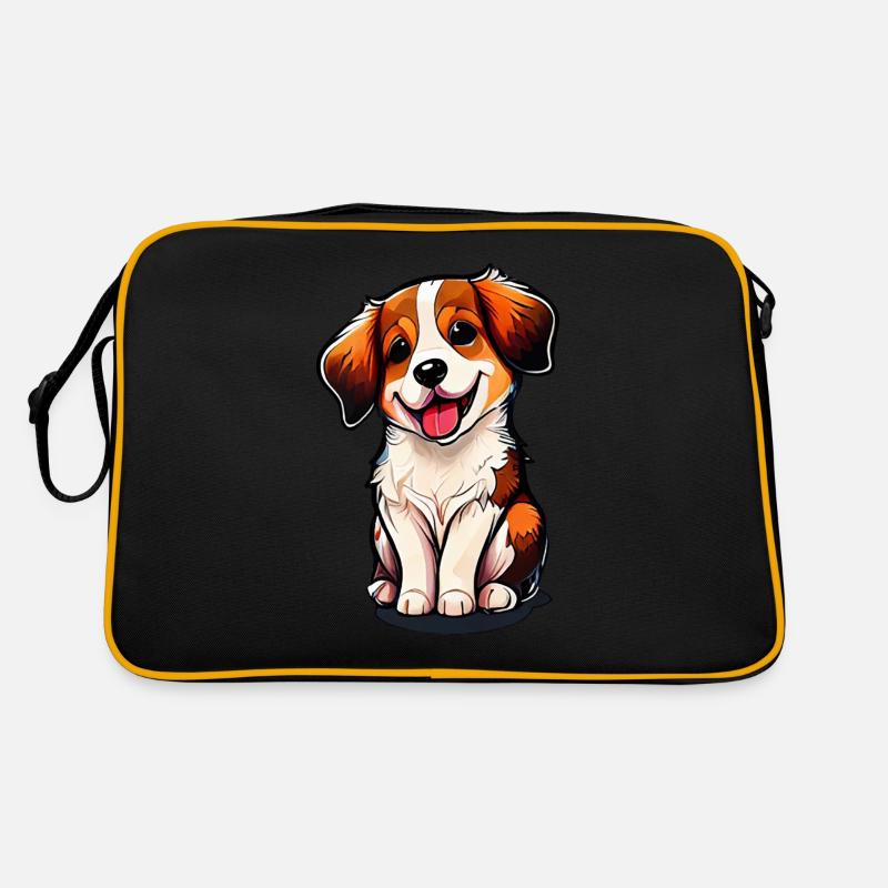 Le chien mignon, des couleurs vives et audacieuses Sac Retro