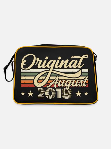 August 2018 Geburtstag August 2018 - Original 2018 - Retro Tasche - Schwarz/Gold - Hinten