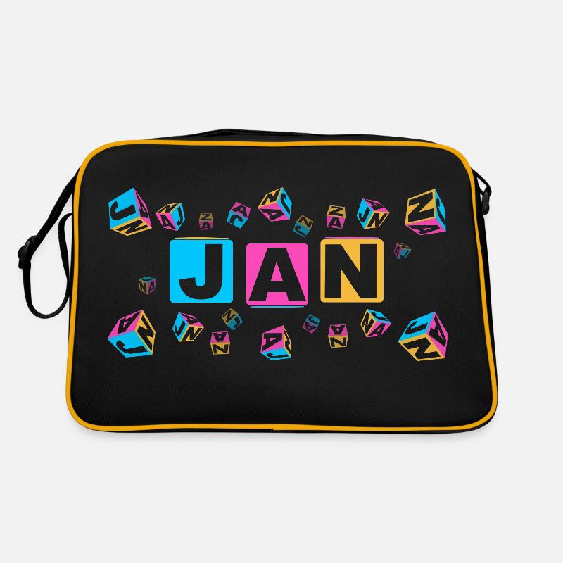 JAN colourful cubes - Retro Tasche - Schwarz/Gold