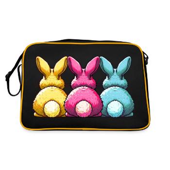 BUNTE OSTERHASEN Fröhliche Ostern - Retro Tasche - Schwarz/Gold - Hinten