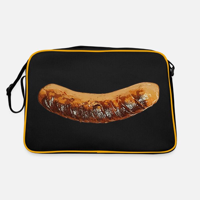 Bratwurst - Retro Tasche - Schwarz/Gold