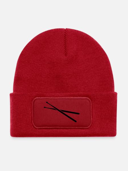 Schlagzeug - Kinder Recycelter Patch Beanie - klassisch Rot