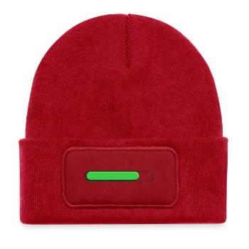 Average gauge Green (three quarters) - Kids' Recycled Patch Beanie - classic red - Front