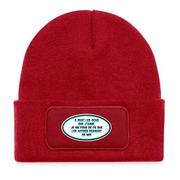 Es ist mir egal, was die Leute von mir denken - Kinder Recycelter Patch Beanie - klassisch Rot - Vorne