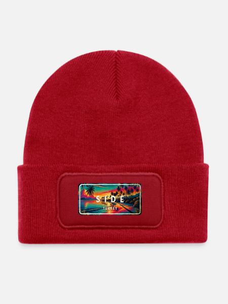 Side Türkei Vintage Sonnenuntergang Schild - Kinder Recycelter Patch Beanie - klassisch Rot