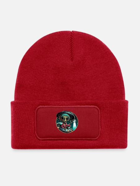 Außerirdischer Detektiv im UFO-Licht - Kinder Recycelter Patch Beanie - klassisch Rot - Vorne