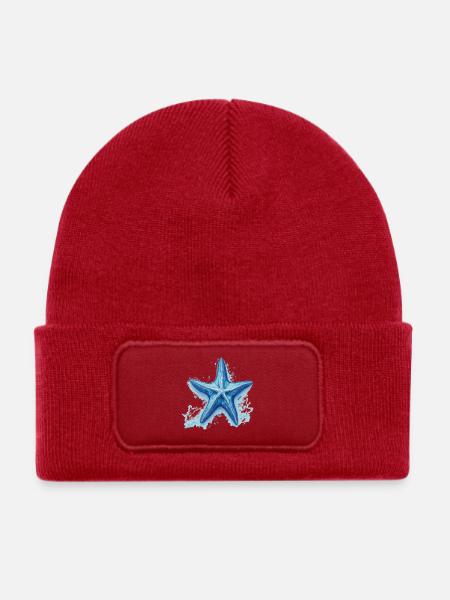 Seestern - Kinder Recycelter Patch Beanie - klassisch Rot - Vorne