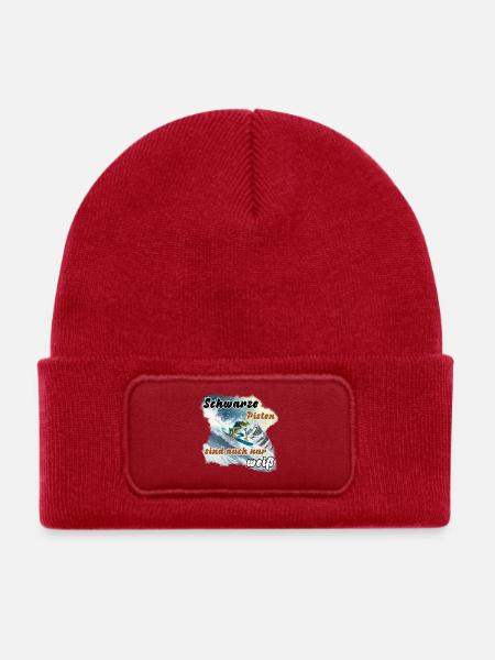 Schwarze Pisten sind auch nur weiß - Kinder Recycelter Patch Beanie - klassisch Rot - Vorne